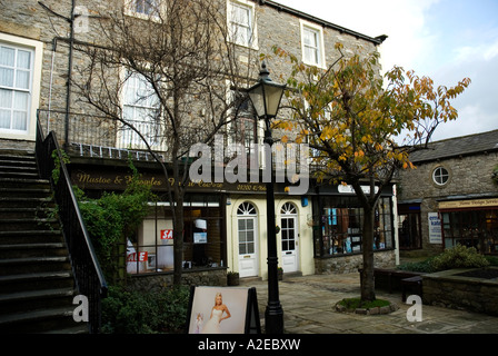 Piazza dello Shopping,Clitheroe Town Center, Clitheroe, Lancashire Foto Stock