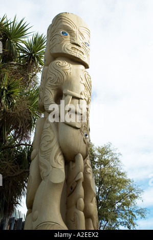 Scultura Maori, Christchurch City Park, Nuova Zelanda. Foto Stock