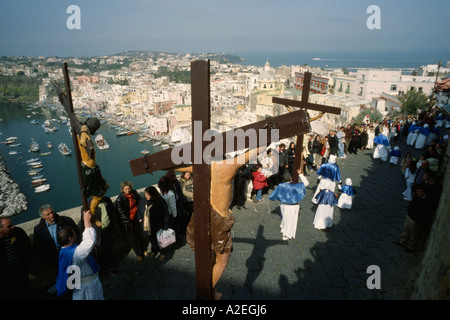 Procida Italia la tradizionale Venerdì Santo Processione del Cristo Morto e dei Misteri Foto Stock