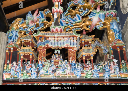 dh Pak Tai Tempio CHEUNG CHAU HONG KONG Mosaico foto storia ingressi ai templi dettaglio arte cinese pittura taoismo cina Foto Stock