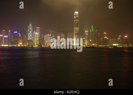 Dh CENTRAL HONG KONG Notturna al Porto di Hong Kong waterfront Foto Stock