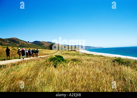 California Marin County escursionisti in punto Reyes Situato vicino a Ocean Foto Stock