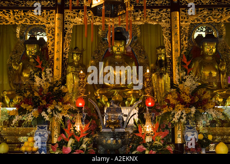 Dh il Monastero Po Lin LANTAU HONG KONG CINA oro statua santuario di Buddha statue dorate Foto Stock