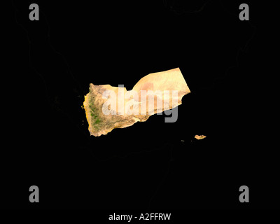 Ha evidenziato un'immagine satellitare dello Yemen senza i paesi circostanti hanno mostrato Foto Stock