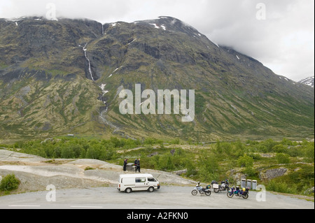 Sognefjellsvegen, Hwy 55, nazionale strada panoramica da Lom su Mt. Sognefjellet, giù per Gaupne sul Sognefjord. Foto Stock