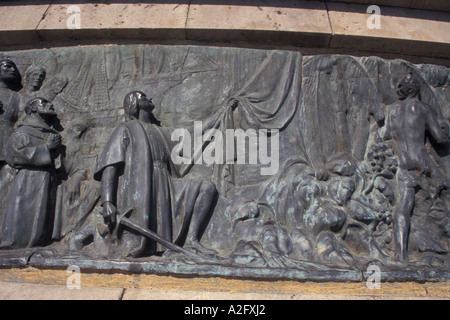 L'Europa, Spagna, Barcellona, il monumento di Colombo, lo sbarco nel Nuovo Mondo Foto Stock