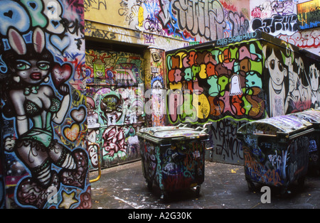 Graffiti in vicolo off Degraves St Melbourne Victoria Australia Foto Stock