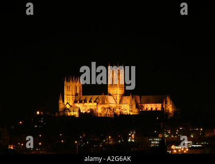 Lincoln Cathedral at Night Foto Stock