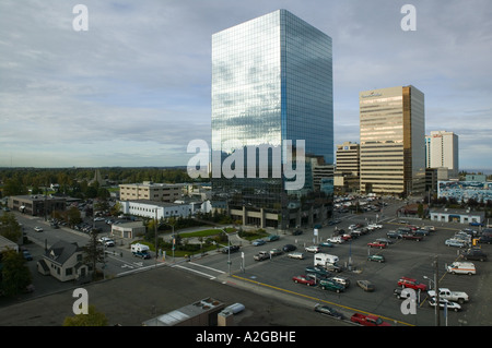 Stati Uniti d'America, Alaska, ANCHORAGE: centro di Anchorage, Robert Atwood Building & Conoco Phillips Building Foto Stock