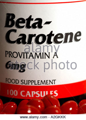 Il Beta-carotene integratore alimentare Foto Stock