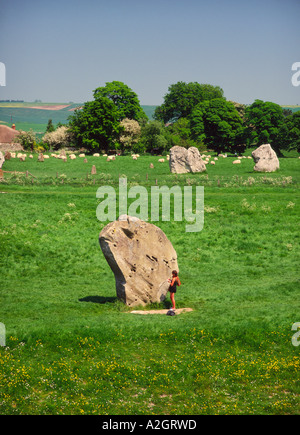 Pietre permanente ad Avebury Stone Circle nel Wiltshire Foto Stock