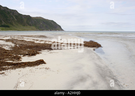 Refviksanden beach, Vagsoy Isola, Sogn og Fjordane, Norvegia Foto Stock