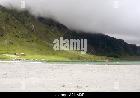 Refviksanden beach, Vagsoy Isola, Sogn og Fjordane, Norvegia Foto Stock