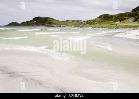 Refviksanden beach, Vagsoy Isola, Sogn og Fjordane, Norvegia Foto Stock