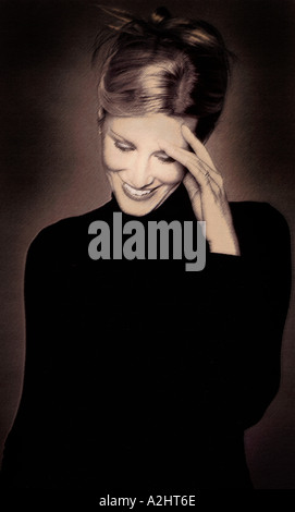 Colpo di bellezza di una donna di età 20-25, l'immagine è in bianco e nero. Foto Stock