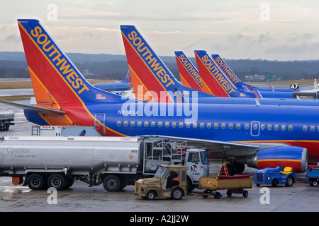 Baltimore, Maryland Southwest Airlines aerei a terra all'Aeroporto Internazionale di Baltimora Washington Foto Stock