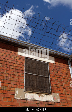 Razorwire, costituzionali Hill, Johannesburg, Sud Africa. Foto Stock