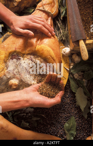 Jambon de Bosses tipico prosciutto Valpelline Valle d Aosta Italia Foto Stock