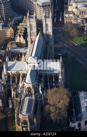 Vista aerea di Westminster Abbey in piazza del Parlamento di Londra Foto Stock