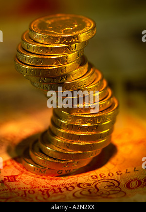 Sterlina monete Foto Stock