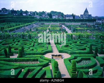 Vista aerea del giardino formale, Indre-Et-Loire, La Chatonniere, Valle della Loira, Francia Foto Stock