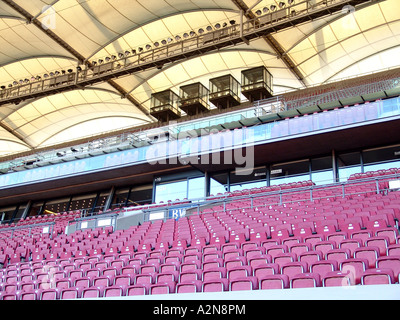 Svuotare soccer stadium, Gottlieb-Daimler-Stadium, Stoccarda, Baden-Württemberg, Germania Foto Stock