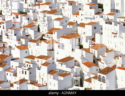 Edifici in città, Casares, provincia di Malaga, Andalusia, Spagna Foto Stock