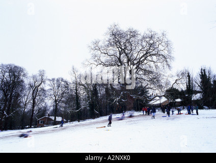 Slittino a Dell a Beccles nel Suffolk nel Regno Unito (Medium Format) Foto Stock