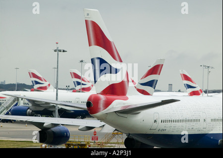 British Airways aeroplani a Heathrow Airport London REGNO UNITO Foto Stock