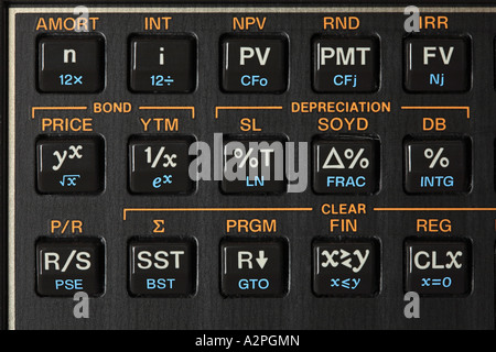 Vista in dettaglio di una calcolatrice scientifica Foto Stock