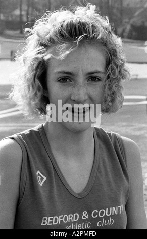 Paula Radcliffe al National Cross Country Relays, Berry Park, Mansfield, Nottinghamshire 1990 Foto Stock