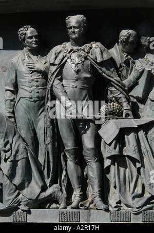 Zar russo Alexander il primo. Dettaglio del monumento per il millennio della Russia in Veliky Novgorod, Russia Foto Stock