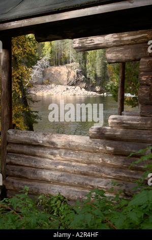 Cabina pubblica in Oulanka National Park, Kuusamo, Finlandia Foto Stock