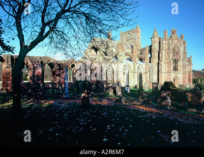 Melrose Abbey, Scottish Borders, Scozia Foto Stock