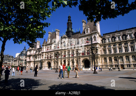 Paris Hotel de Ville municipio Francia città francese Foto Stock