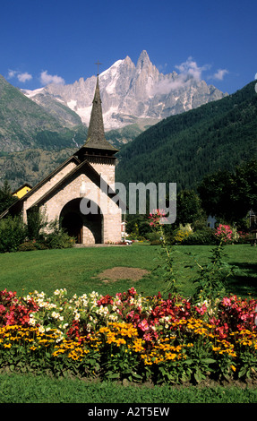 Francia, Haute Savoie, LES PRAZ DE CHAMONIX, chiesa Foto Stock
