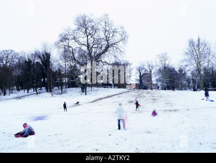 Slittino a Dell a Beccles nel Suffolk nel Regno Unito (Medium Format) Foto Stock