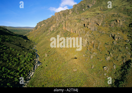 Il Suam Gorge segna il confine tra Uganda e Kenya, Mount Elgon National Park, Kenya, Africa orientale Foto Stock