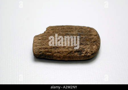 Artefatto persiano, una pietra con alcune antiche script, sul display nel Persepolis museum vicino a Shiraz, Iran. Foto Stock