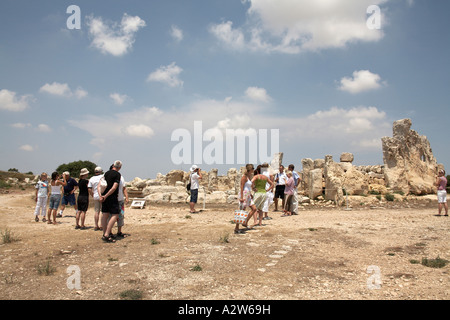 Pietra megalitico tempio di Hagar Qim Mnajdra circa 4000BC dedicato alla dea madre della fertilità di Malta Foto Stock