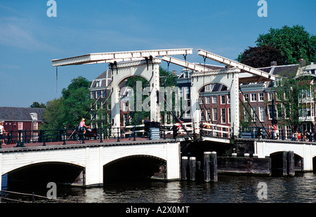 Skinny Bridge i Paesi Bassi Olanda Amsterdam Foto Stock