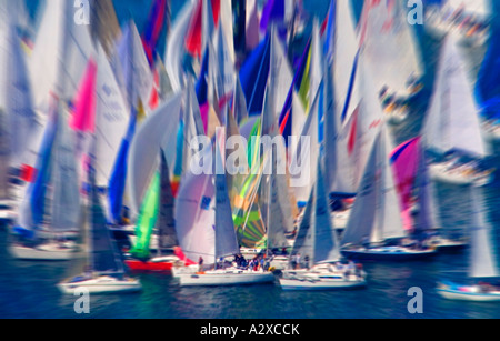 Vista aerea. Yacht off l'Isola di Wight. Foto Stock