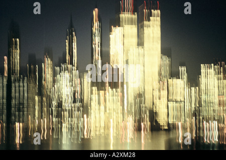 New york grattacieli di notte Foto Stock