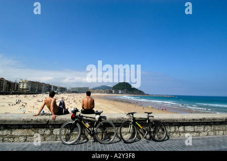 Zurriola Beach, San Sebastian, Spagna Foto Stock