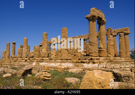 Italia Sicilia Agrigento Valle dei Templi tempio di Giunone Foto Stock