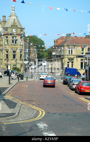 Clitheroe, Lancashire, Regno Unito, vista al centro (centro) della città Foto Stock