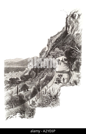 Gibilterra nord rock British UK ripida strada asino colonia avamposto Mediterraneo Impero vecchio mole della Rocca superiore andalusia andalusia wo Foto Stock