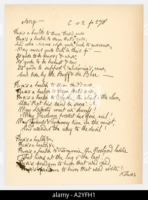 La scrittura di Robert Burns Foto Stock