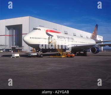 Aerei British Airways Maintenance Cardiff International Airport Rhoose Vale of Glamorgan Galles del Sud Foto Stock