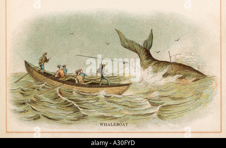 Caccia alla balena nel 1880 Foto Stock
